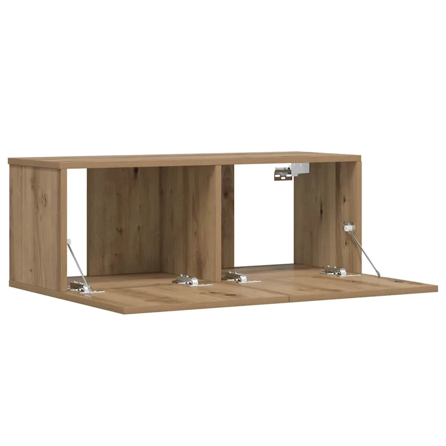 Meuble TV mural chêne artisanal 80x30x30 cm bois d'ingénierie - 4