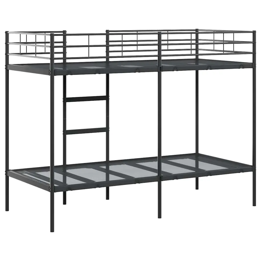 Lit superposé sans matelas noir 100x190 cm acier - 7
