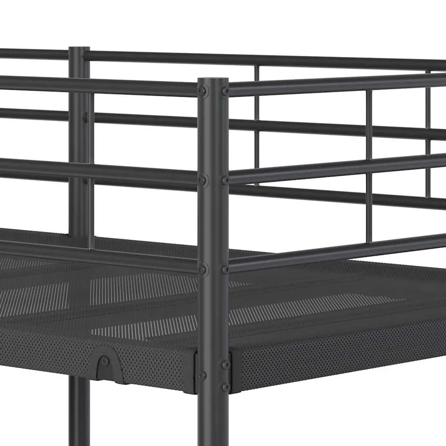 Lit superposé sans matelas noir 100x190 cm acier - 8