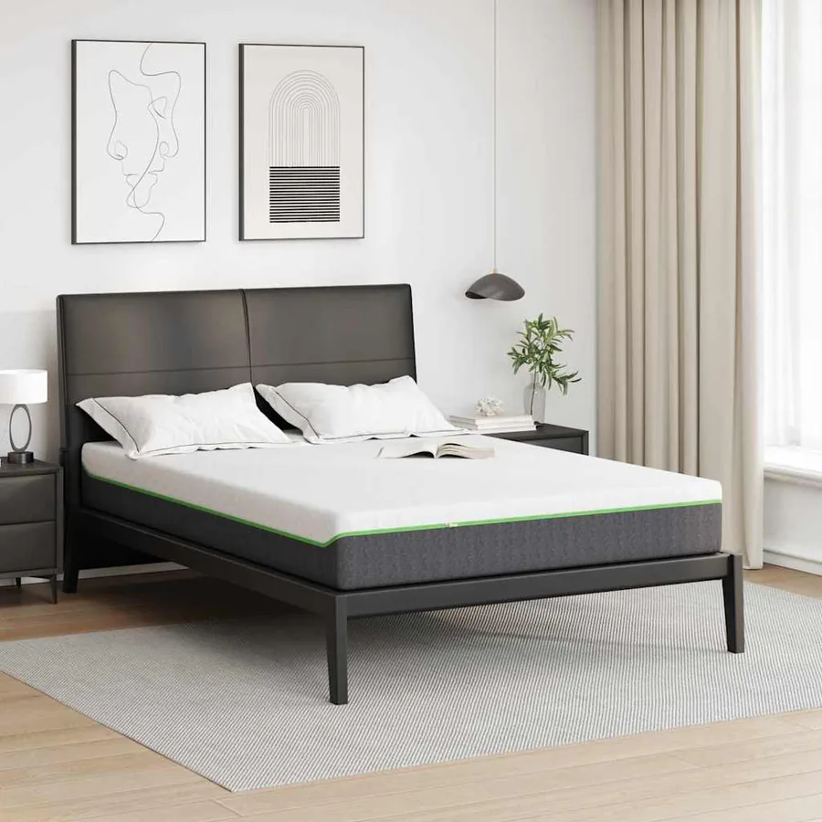 Matelas Blanc et Gris 140 x 200 cm Tissu jacquard