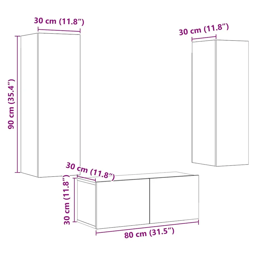 Meubles TV muraux 3 pcs chêne artisanal bois d'ingénierie - 10