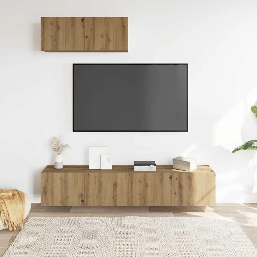Ensemble de meuble TV mural 3 pcs chêne artisanal - 3