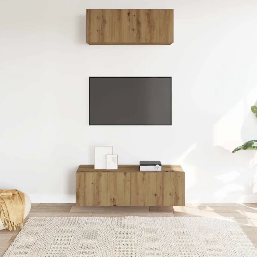 Ensemble de meuble TV mural 2 pcs chêne artisanal - 3