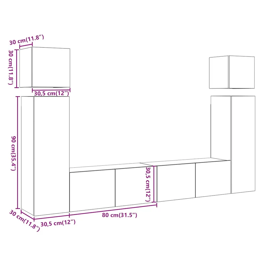 Ensemble de meuble TV mural 8 pcs chêne artisanal - 11