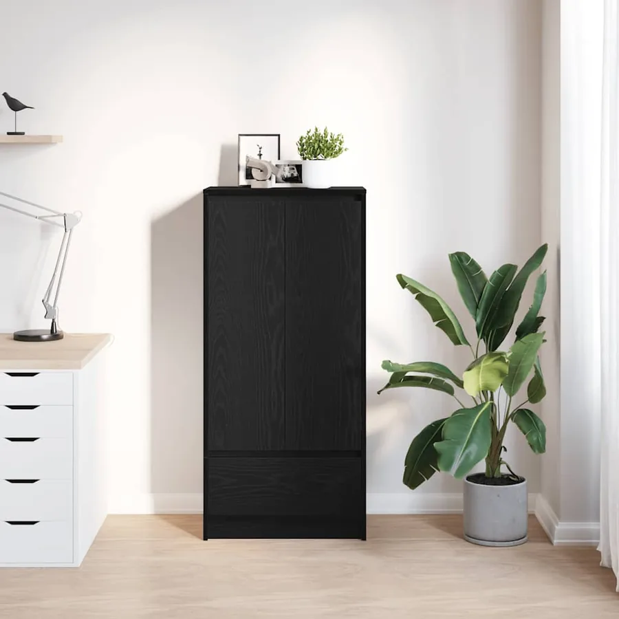 Armoire avec tiroir chêne noir 55,5x34x119,5 cm bois ingénierie - 3