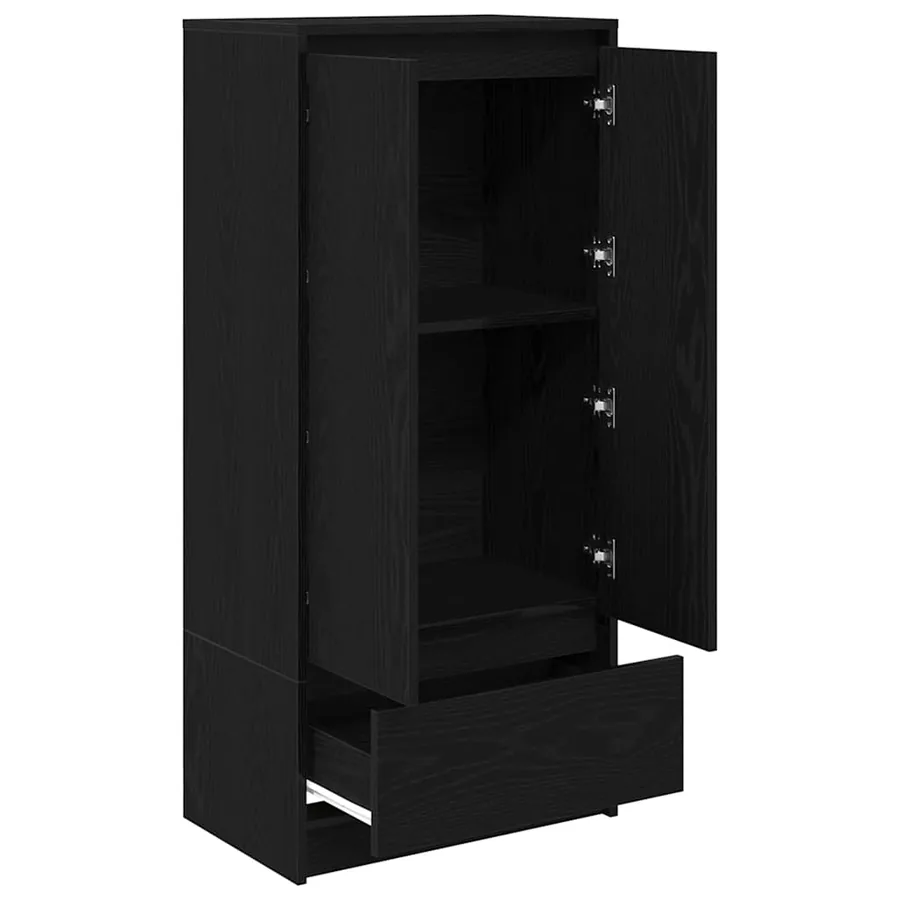 Armoire avec tiroir chêne noir 55,5x34x119,5 cm bois ingénierie - 5