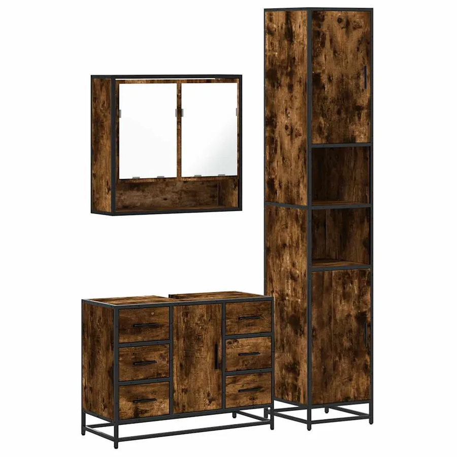 Ensemble de meubles de salle de bain 3 pcs Chêne fumé - 2