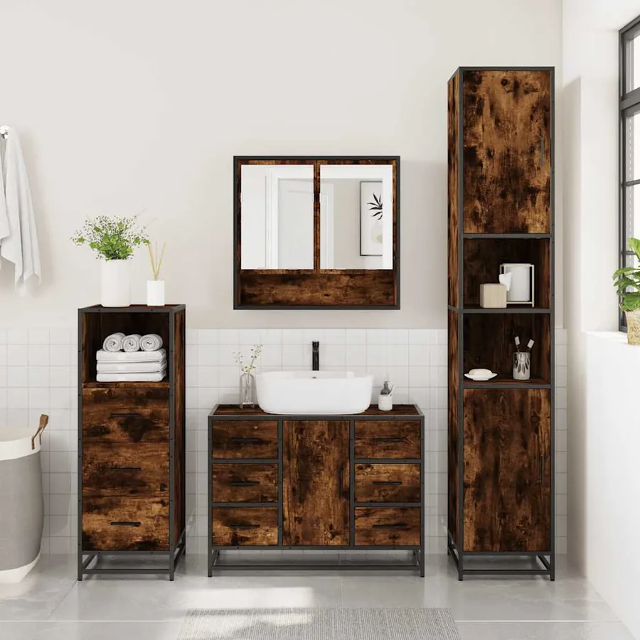 Ensemble de meubles de salle de bain 3 pcs Chêne fumé - 3
