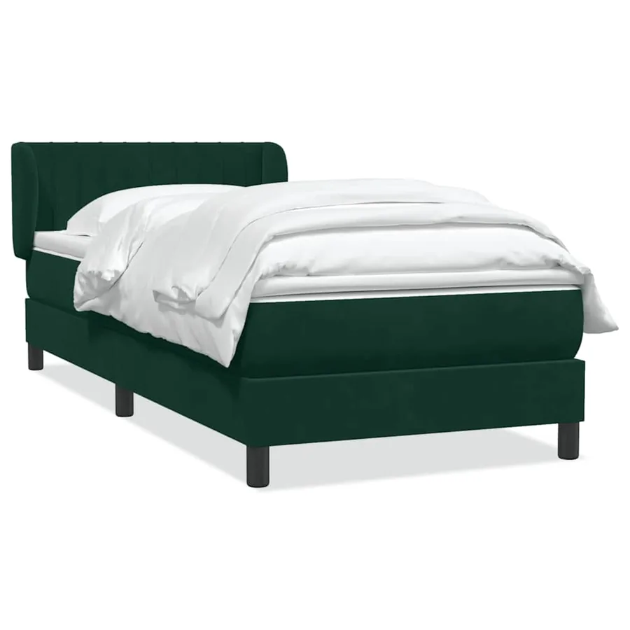 Sommier à lattes de lit et matelas vert foncé 90x210 cm velours - 2