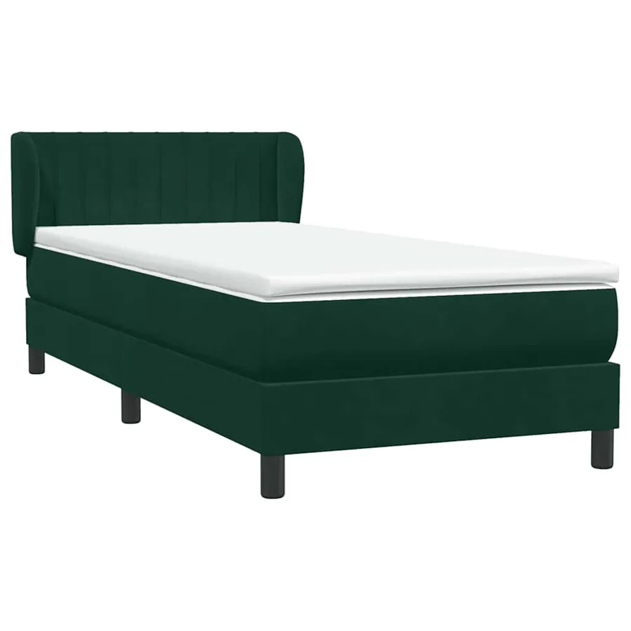 Sommier à lattes de lit et matelas vert foncé 90x210 cm velours - 4