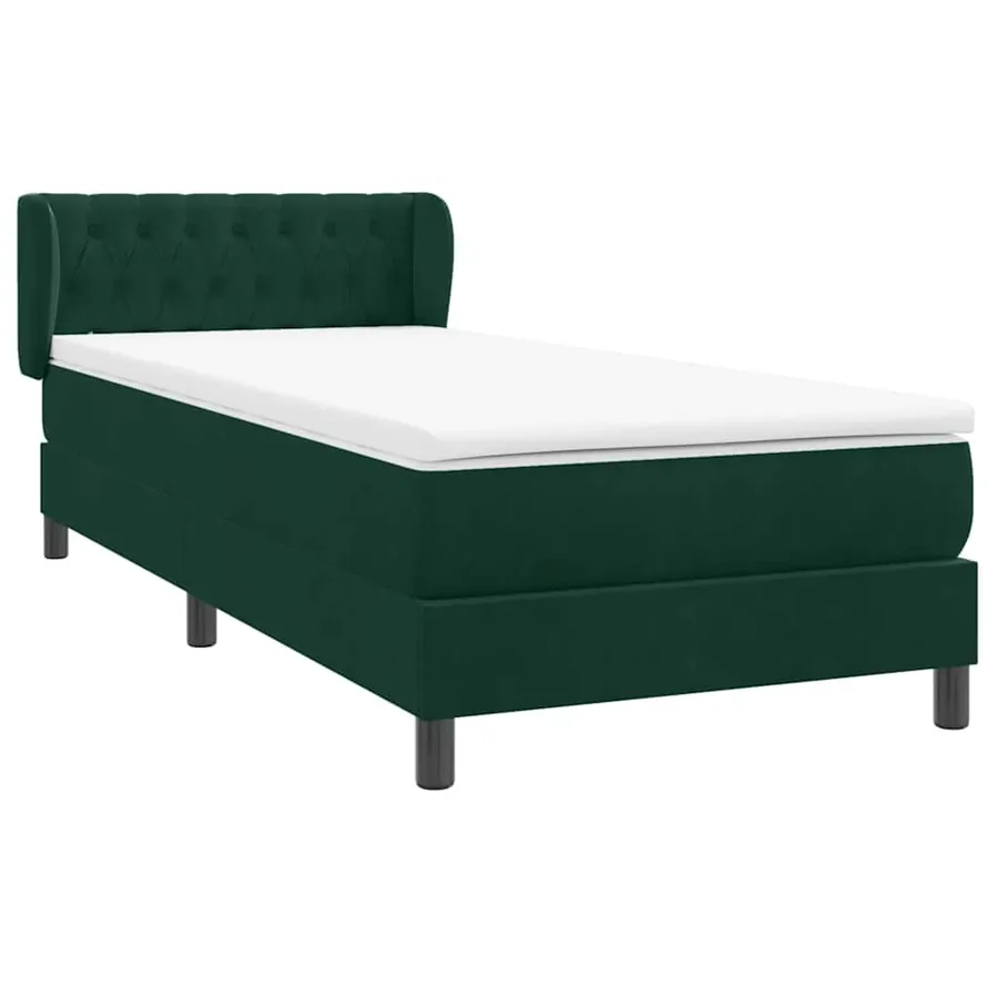 Sommier à lattes de lit et matelas vert foncé 90x210 cm velours - 4