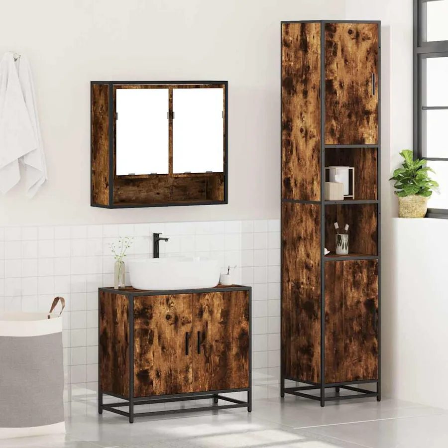 Ensemble de meubles de salle de bain 3 pcs Chêne fumé - 4