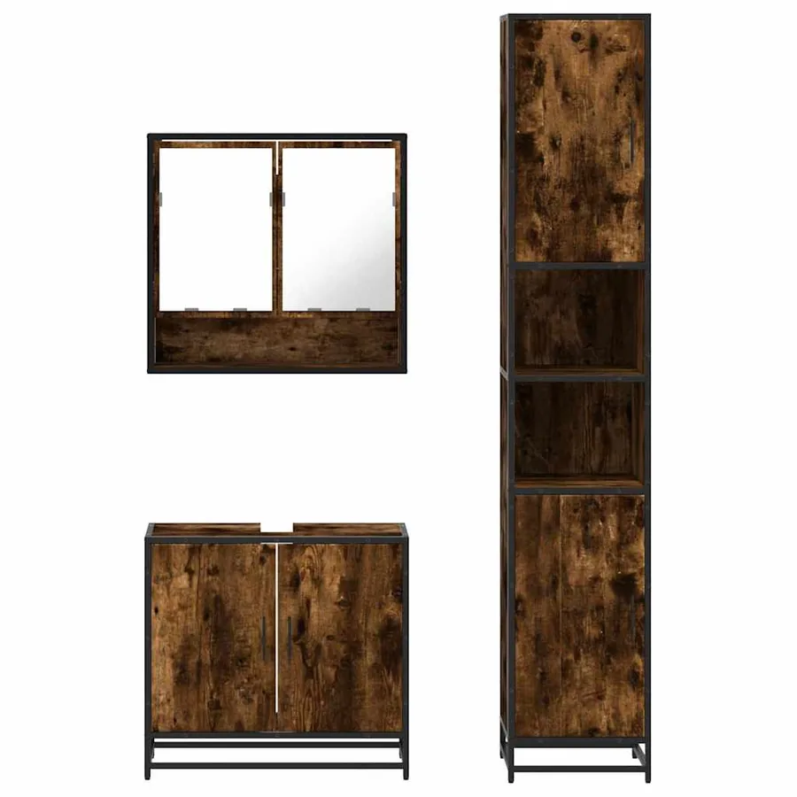 Ensemble de meubles de salle de bain 3 pcs Chêne fumé - 5