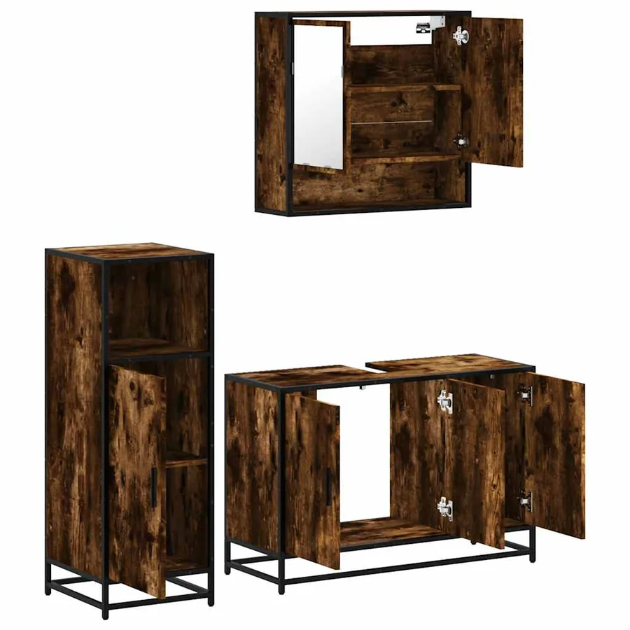 Ensemble de meubles de salle de bain 3 pcs Chêne fumé - 6