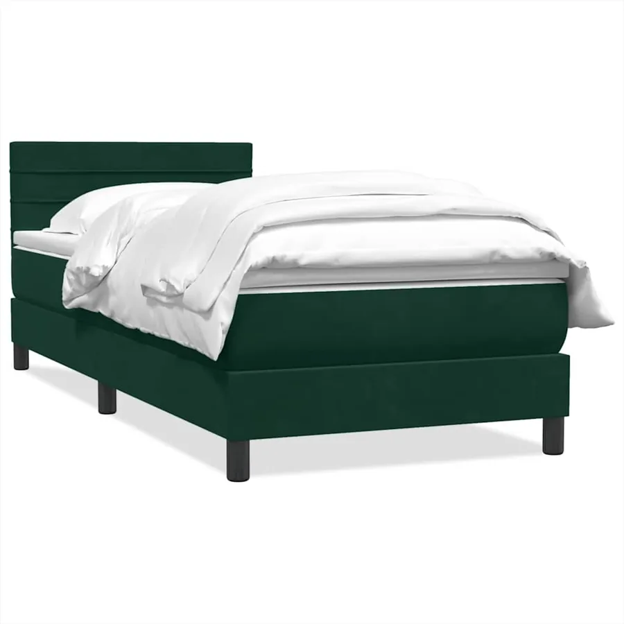 Sommier à lattes de lit et matelas vert foncé 90x210 cm velours - 2