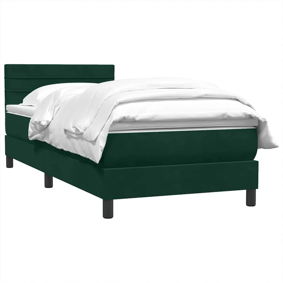 Sommier à lattes de lit et matelas vert foncé 90x210 cm velours - 3