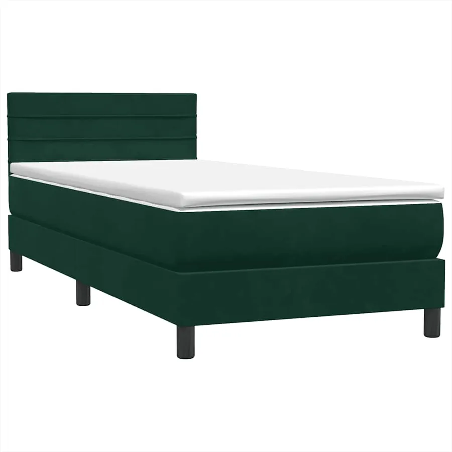 Sommier à lattes de lit et matelas vert foncé 90x210 cm velours - 4