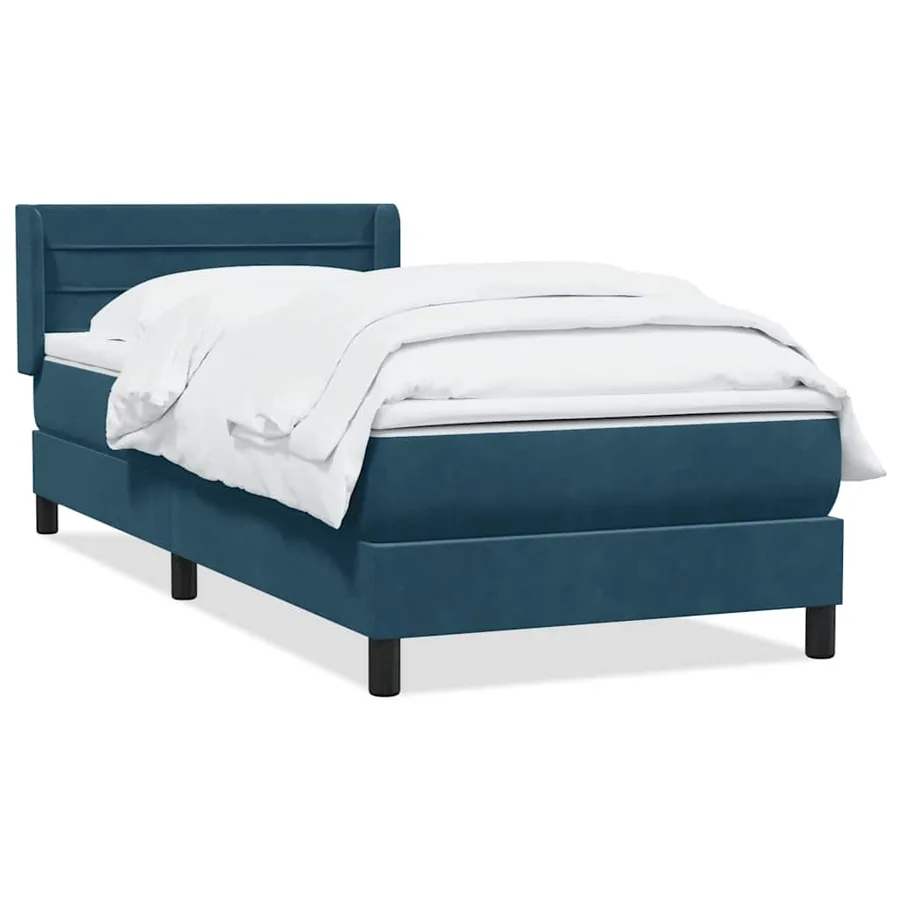 Sommier à lattes de lit et matelas bleu foncé 90x210 cm velours - 2