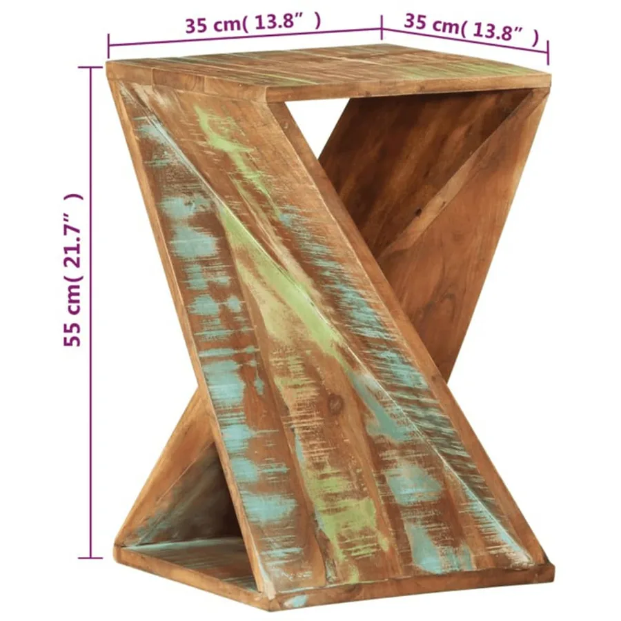 Table d'appoint 35x35x55 cm Bois massif de récupération - 9