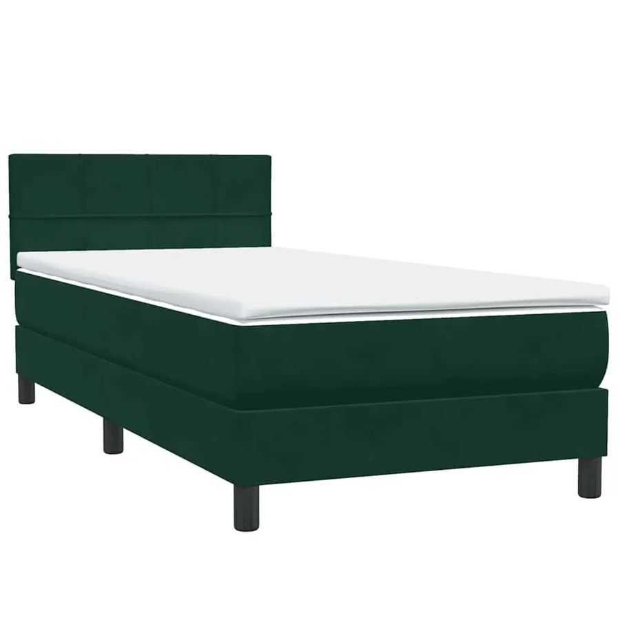 Sommier à lattes de lit et matelas et LED vert foncé 90x210 cm velours - 5