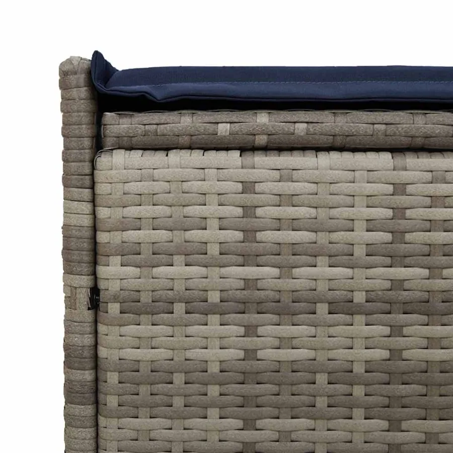 Banc de rangement extérieur coussin gris 100 cm résine tressée - 8