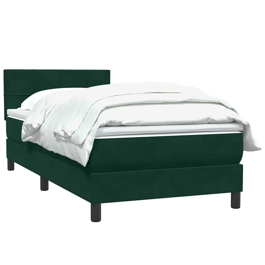 Sommier à lattes de lit et matelas vert foncé 90x210 cm velours - 3