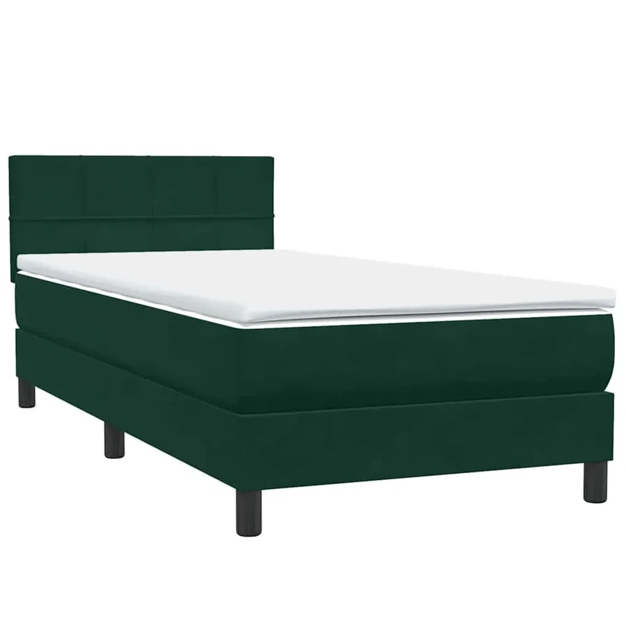 Sommier à lattes de lit et matelas vert foncé 90x210 cm velours - 4