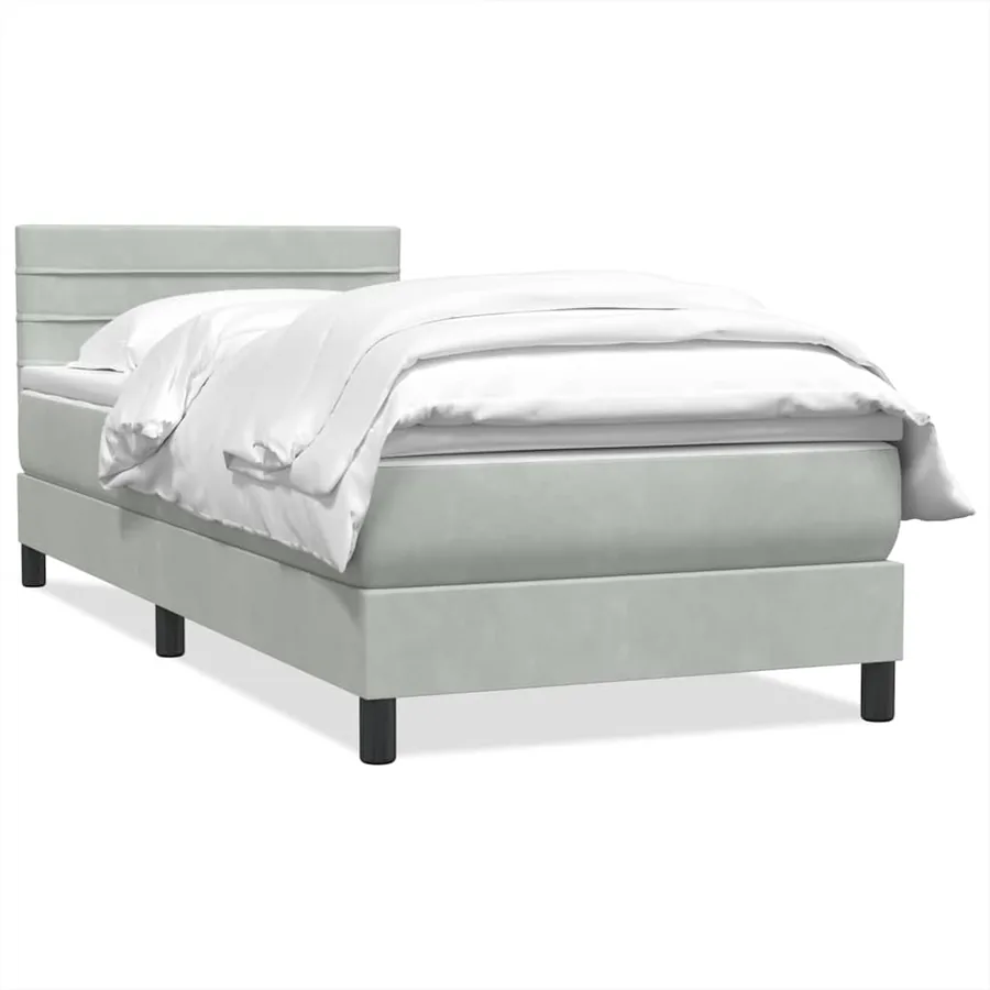 Sommier à lattes de lit et matelas gris clair 80x220 cm velours - 2