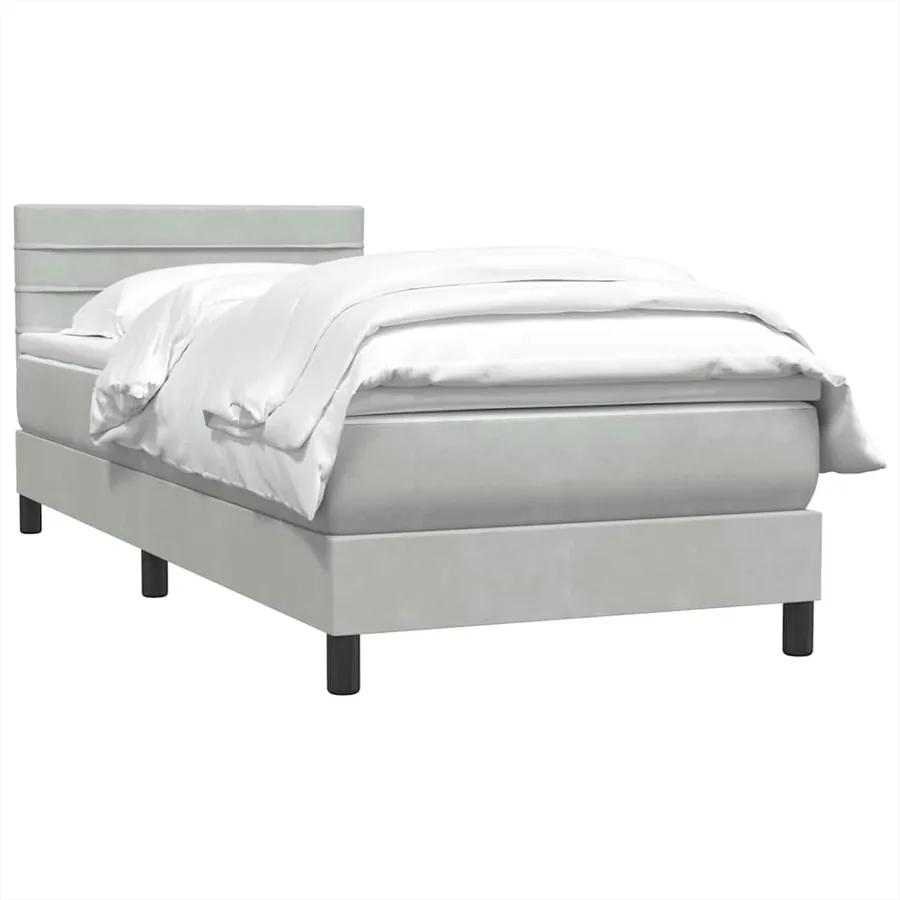 Sommier à lattes de lit et matelas gris clair 80x220 cm velours - 3