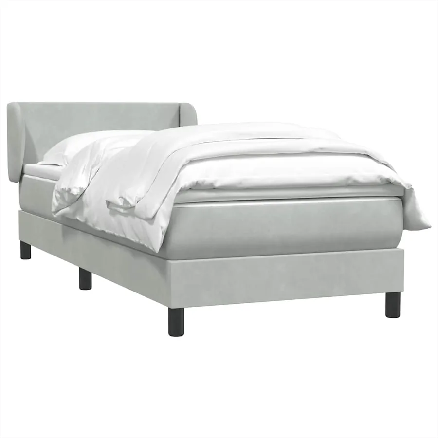 Sommier à lattes de lit et matelas gris clair 80x220 cm velours - 4