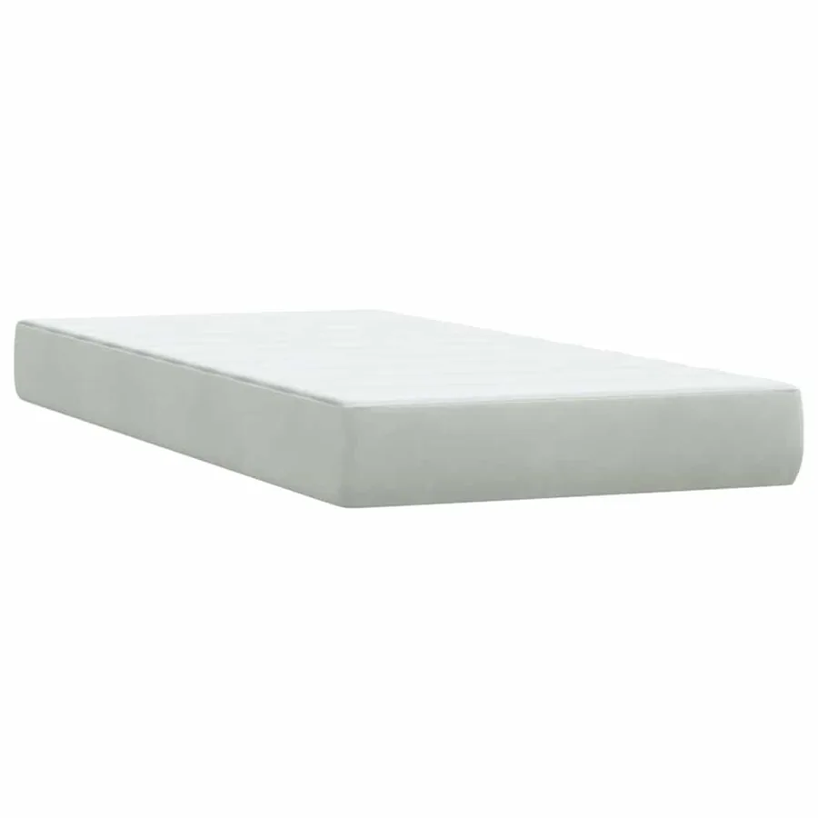 Sommier à lattes de lit et matelas gris clair 80x220 cm velours - 6