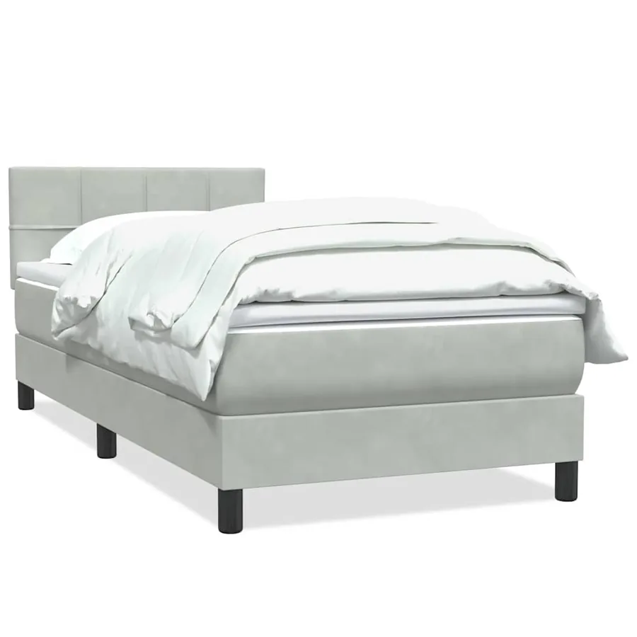 Sommier à lattes de lit et matelas gris clair 80x220 cm velours - 2