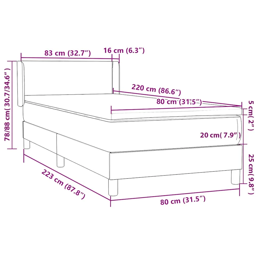 Sommier à lattes de lit et matelas gris clair 80x220 cm velours - 12