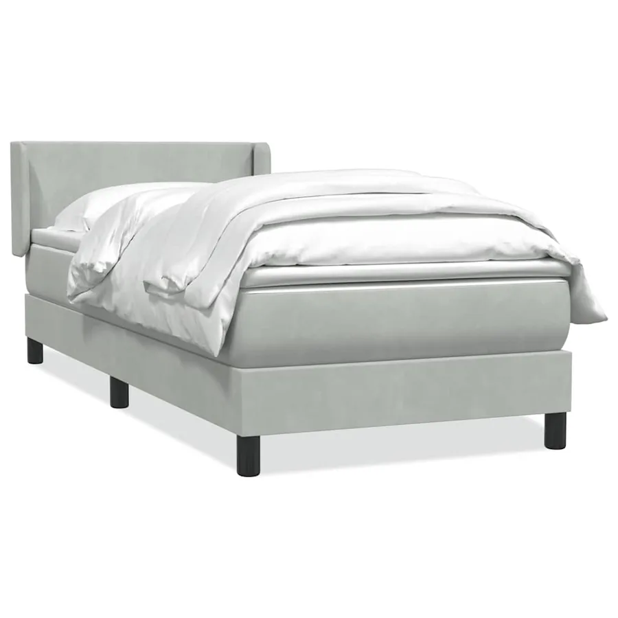 Sommier à lattes de lit et matelas gris clair 80x220 cm velours - 2