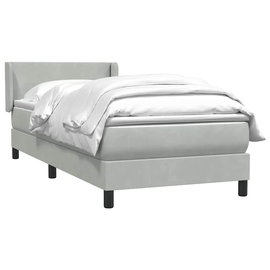 Sommier à lattes de lit et matelas gris clair 80x220 cm velours - 3