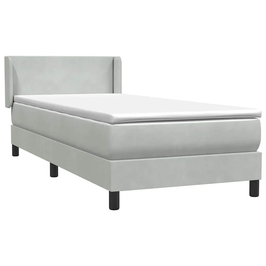 Sommier à lattes de lit et matelas gris clair 80x220 cm velours - 4