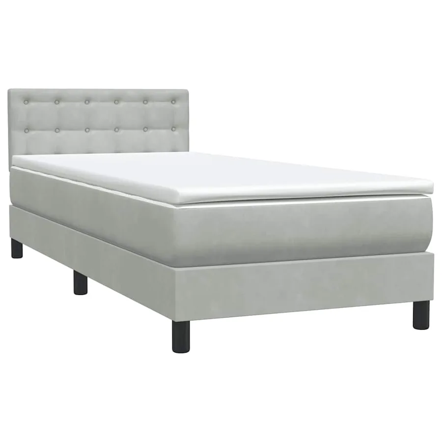 Sommier à lattes de lit et matelas et LED gris clair 80x220 cm velours - 5