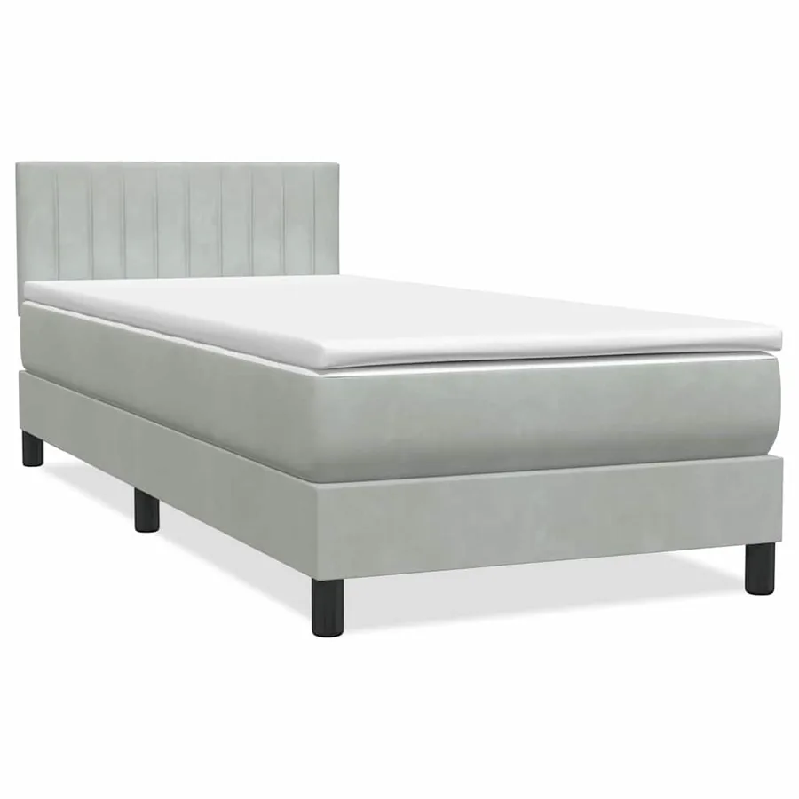 Sommier à lattes de lit et matelas et LED gris clair 80x220 cm velours - 3