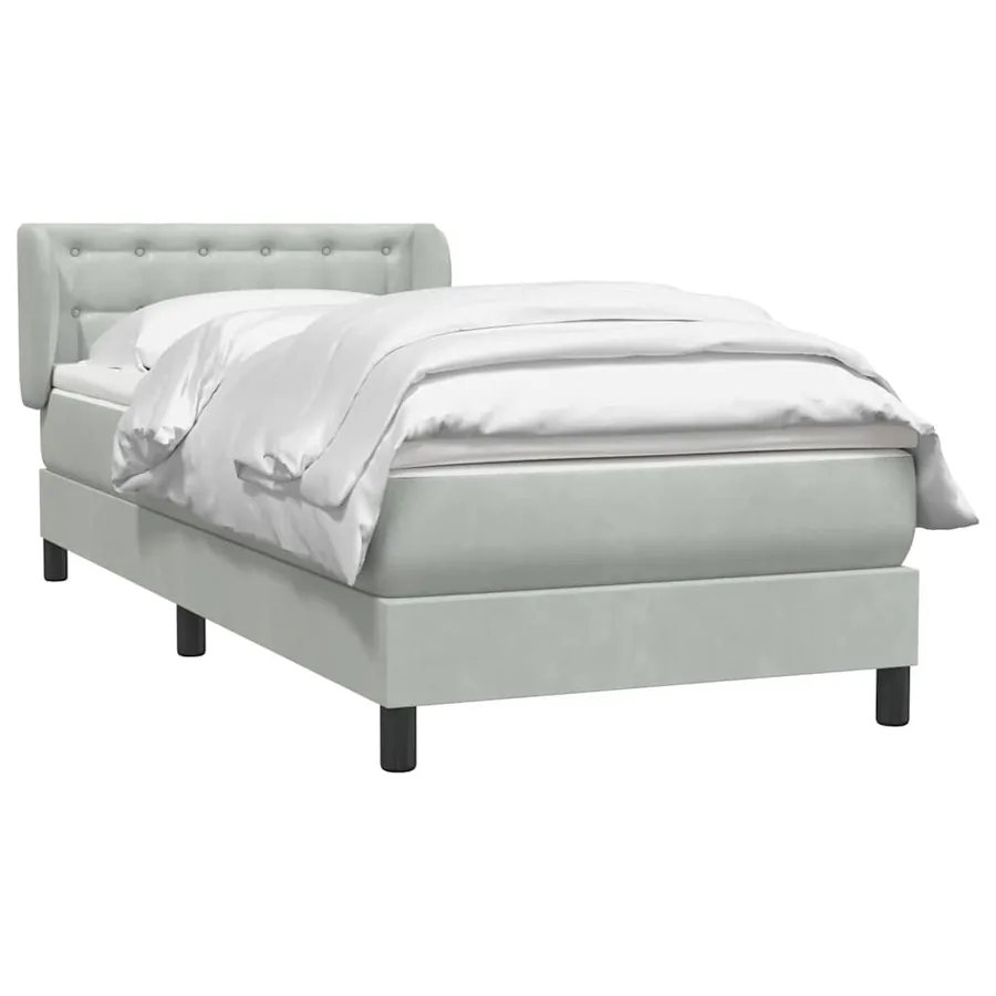 Sommier à lattes de lit et matelas gris clair 80x220 cm velours - 3