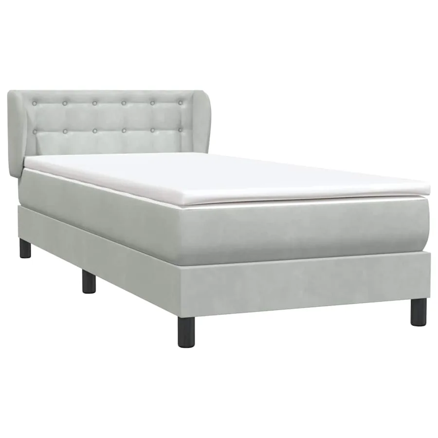 Sommier à lattes de lit et matelas gris clair 80x220 cm velours - 4