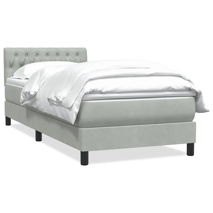 Sommier à lattes de lit et matelas gris clair 80x220 cm velours - 2
