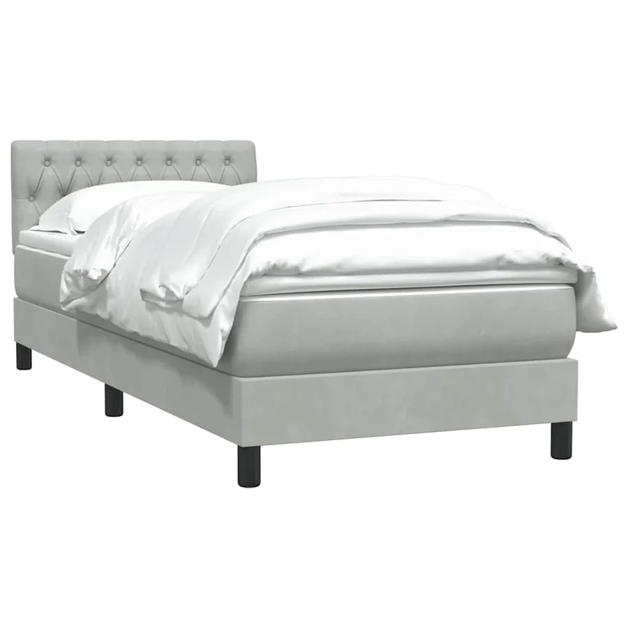 Sommier à lattes de lit et matelas gris clair 80x220 cm velours - 3