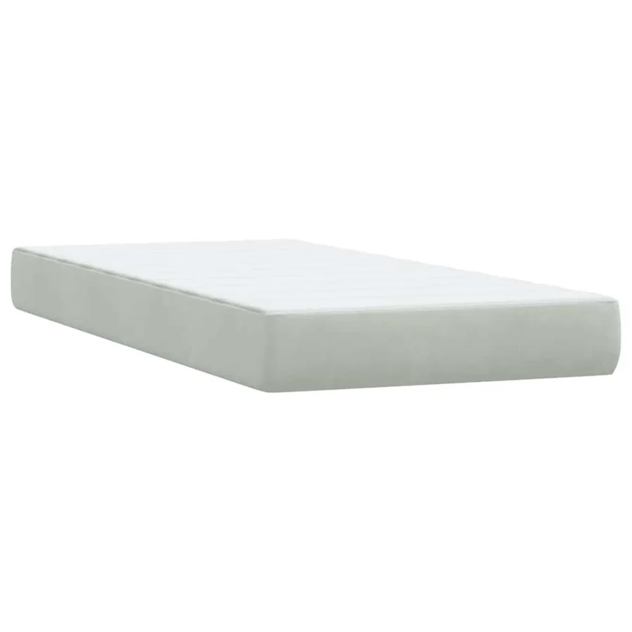 Sommier à lattes de lit et matelas gris clair 80x220 cm velours - 7