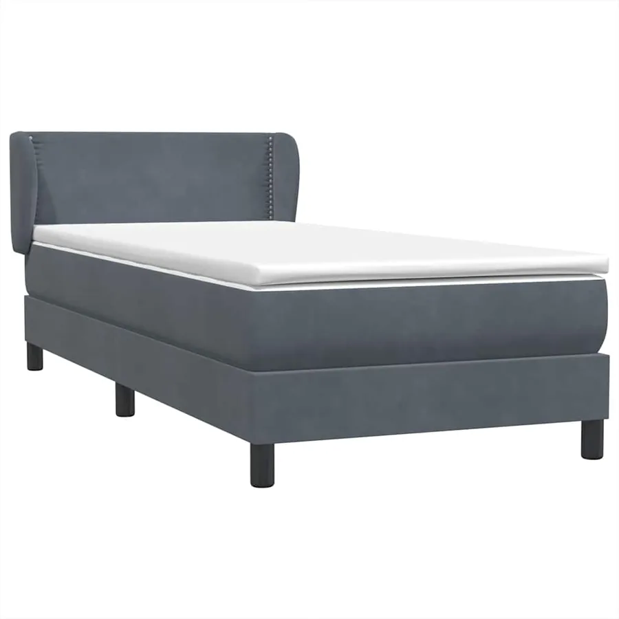 Sommier à lattes de lit et matelas gris foncé 80x210 cm velours - 4
