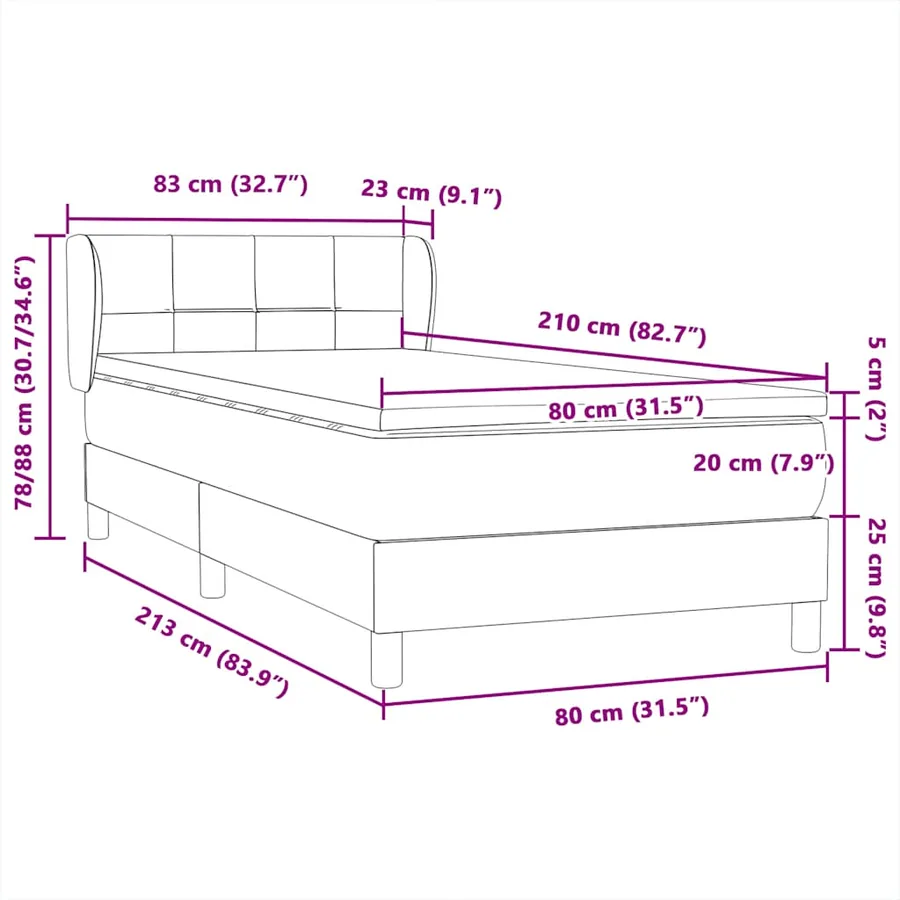 Sommier à lattes de lit et matelas gris foncé 80x210 cm velours - 12