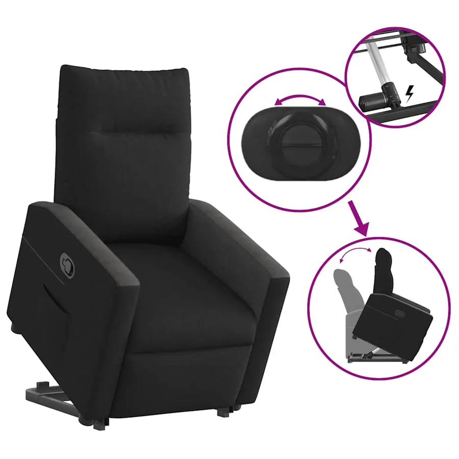 Fauteuil inclinable noir tissu - 9