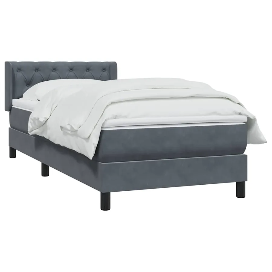 Sommier à lattes de lit et matelas gris foncé 80x210 cm velours - 3