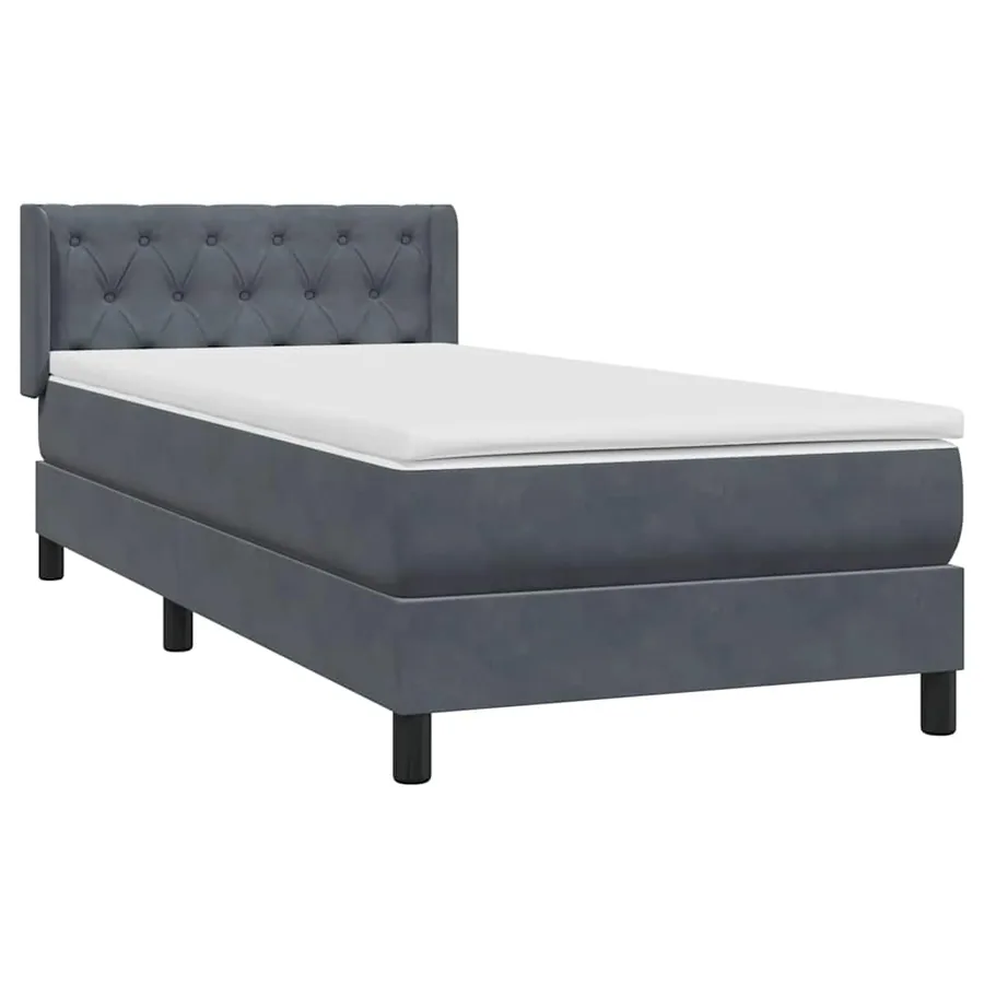 Sommier à lattes de lit et matelas gris foncé 80x210 cm velours - 4