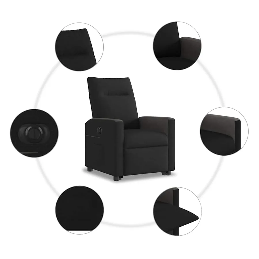 Fauteuil inclinable électrique noir tissu - 11