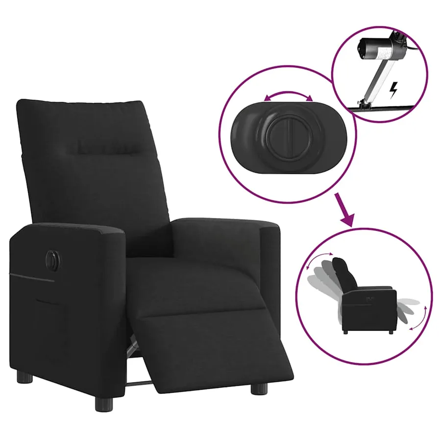 Fauteuil inclinable électrique Noir Tissu - 9
